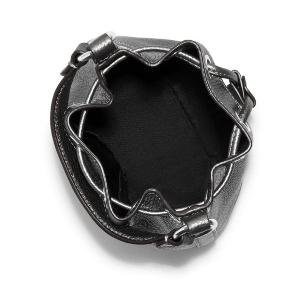 NWT COACH DEMPSEY DRAWSTRING BUCKET BAG 15 IN SILVER/METALLIC GUNMETAL CROSSBODY - Picture 4 of 14